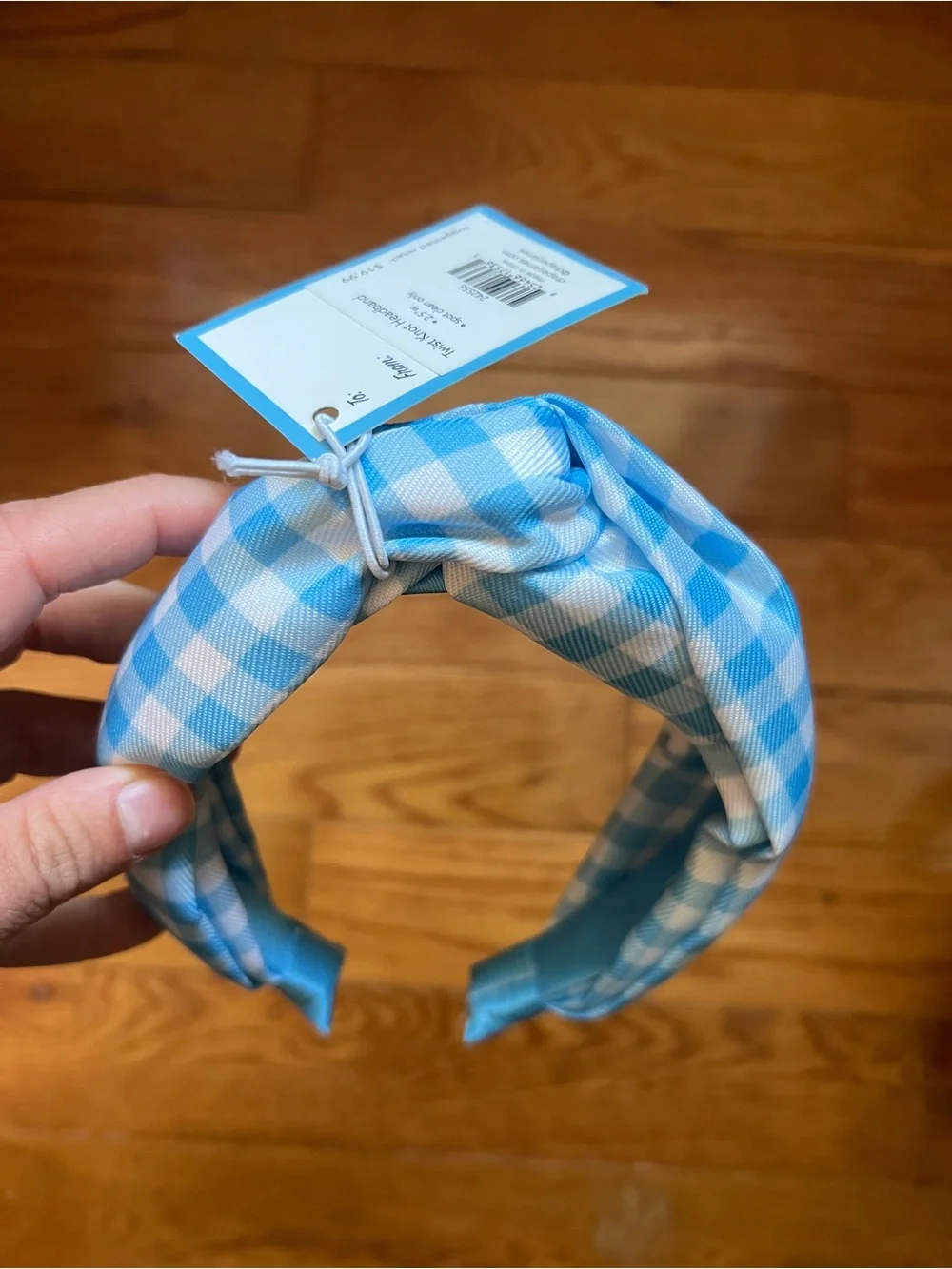 NWT Draper James Twist Knot Headband, Blue Gingham print